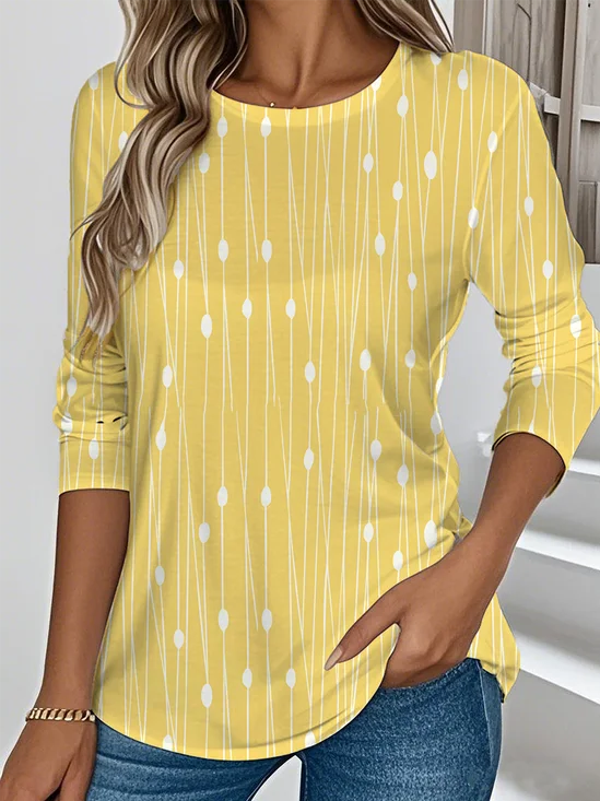 Casual Striped Crew Neck Long Sleeve T-shirt