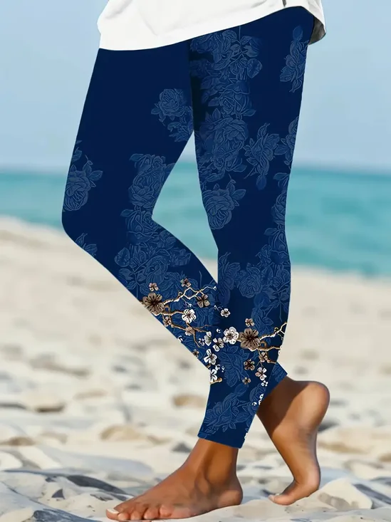 Casual Floral Printing Long Leggings