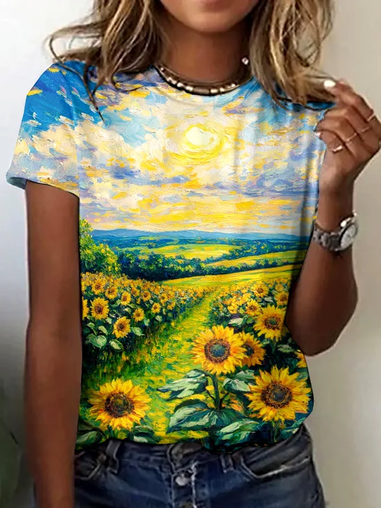 Vintage Animal Crew Neck Short Sleeve T-shirt