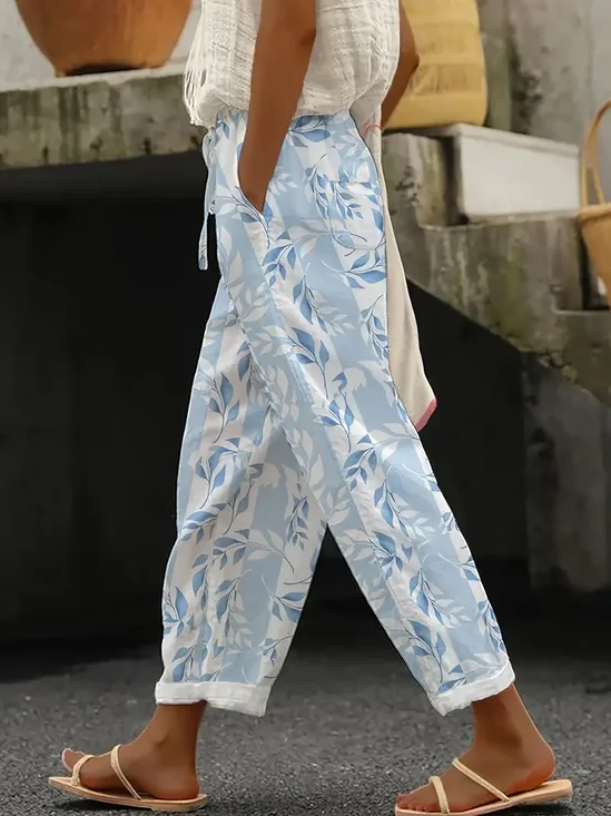 Women Floral Long Pants Casual Spring/Fall Trousers