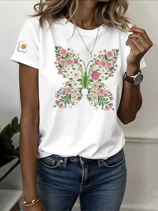 Vintage Animal Crew Neck Short Sleeve T-shirt