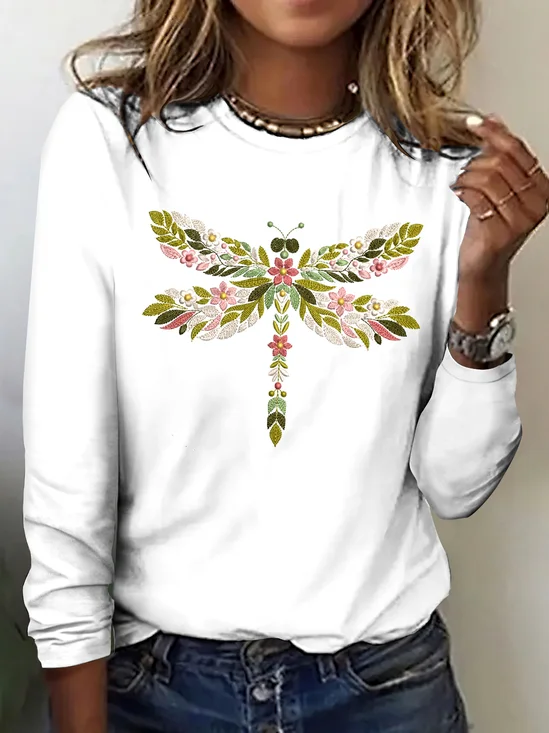 Vintage Plaid Crew Neck Long Sleeve T-shirt