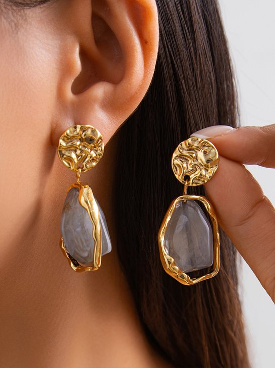 Stylish Metallic Pleated Earrings