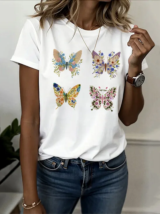 Vintage Animal Crew Neck Short Sleeve T-shirt