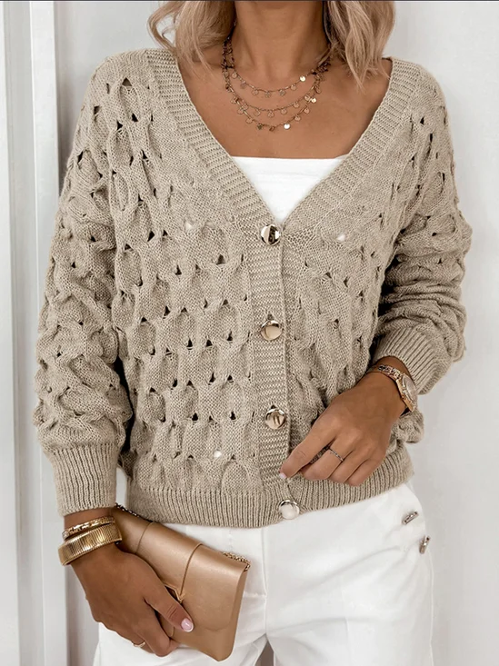 Women Cotton Plain Long Sleeve Comfy Casual Sweater