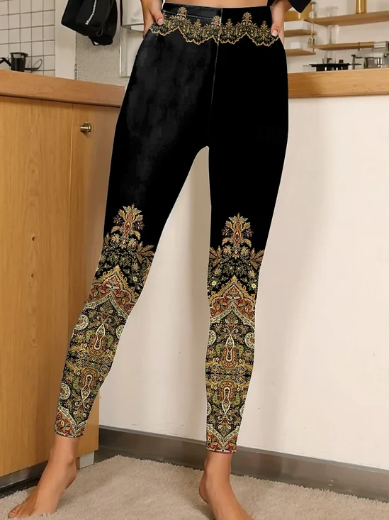 Women Nationality/ethnic Vintage All Season Long Leggings