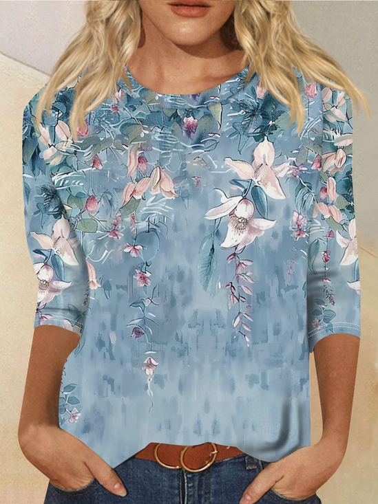 Vintage Crew Neck Floral Sweatshirt