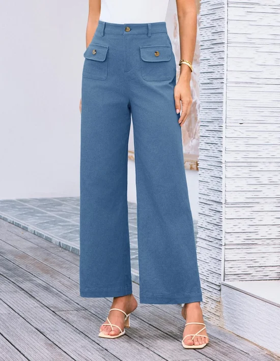 Women Plain Long Pants Vintage Spring/Fall Trousers
