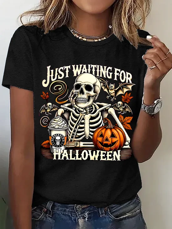 Casual Halloween Crew Neck Short Sleeve T-shirt