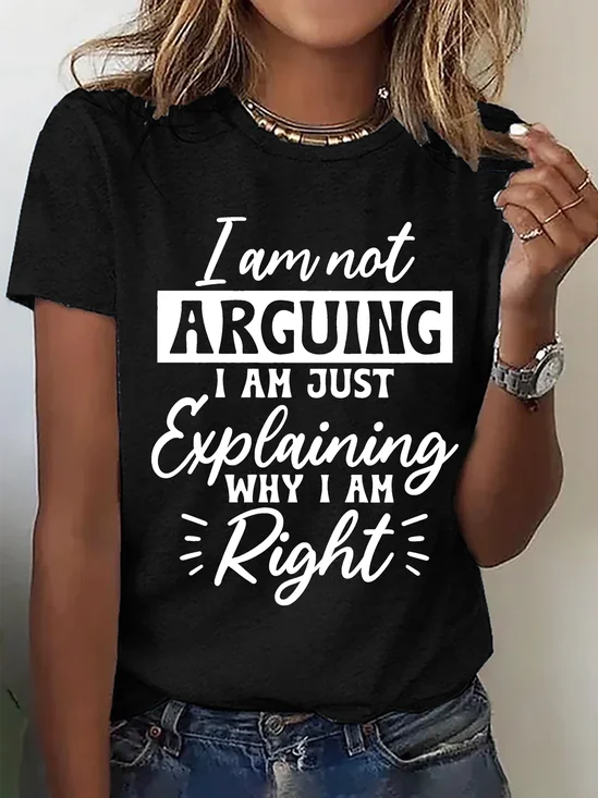 Casual Text Letters Crew Neck Short Sleeve T-shirt