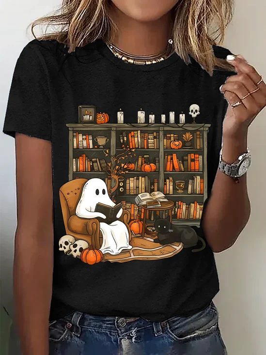 Casual Halloween Crew Neck Short Sleeve T-shirt