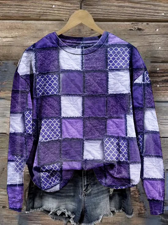 Casual Crew Neck Text Letters Sweatshirt