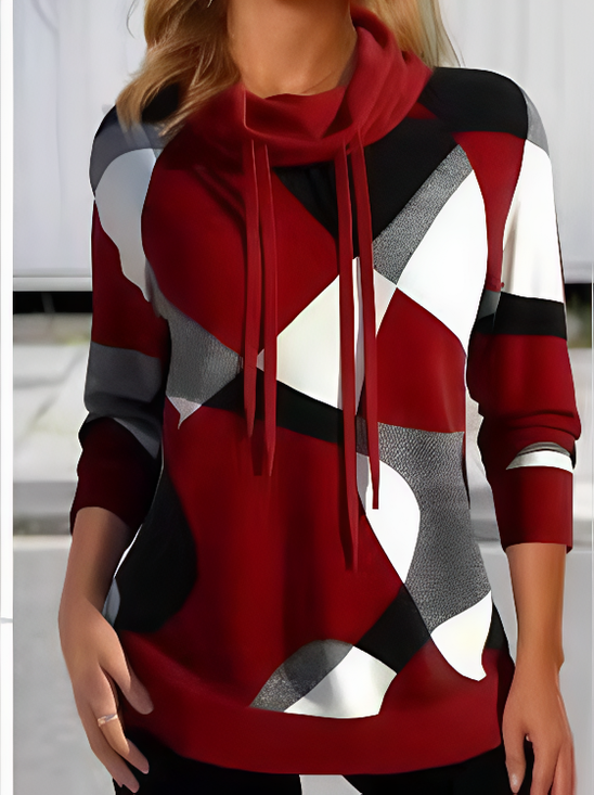 Vintage Turtleneck Geometric Sweatshirt Printing