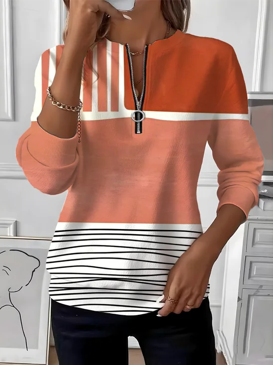 Vintage Crew Neck Striped Sweatshirt