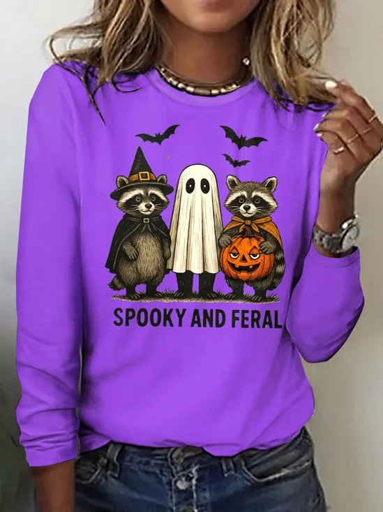 Vintage Animal Crew Neck Long Sleeve T-shirt