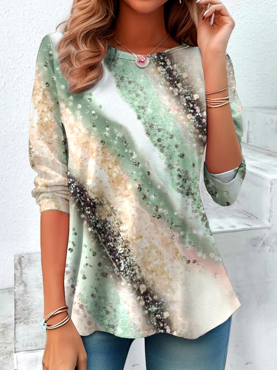 Vintage Ombre Crew Neck Long Sleeve T-shirt