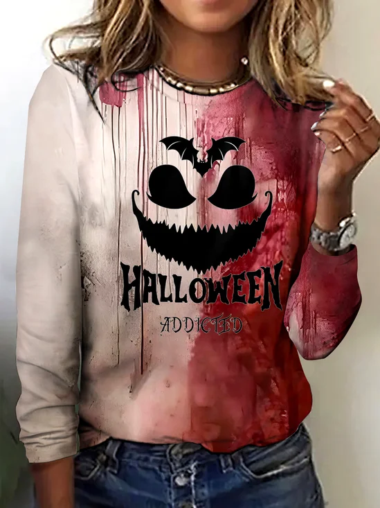 Vintage Color Block Crew Neck Long Sleeve T-shirt