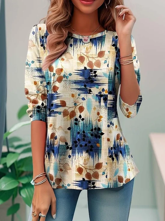 Casual Striped Crew Neck Long Sleeve T-shirt