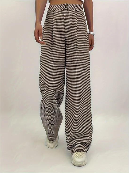 Women Houndstooth Long Pants Casual Spring/Fall Trousers