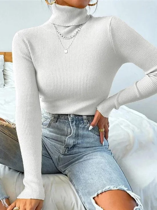 Light Luxury High-End Sweater Autumn And Winter Pile Collar Base Sweater Slim Fit Thick Base Sweater