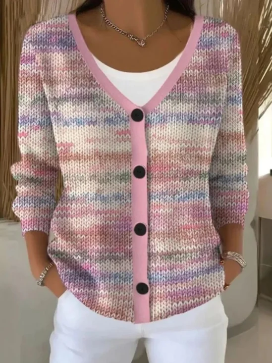 Women Cotton Ombre Long Sleeve Comfy Casual Cardigan