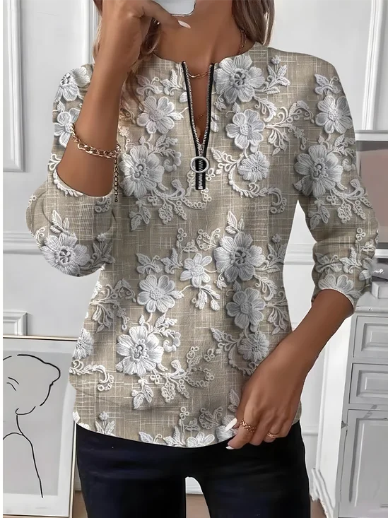 Vintage Crew Neck Floral Sweatshirt