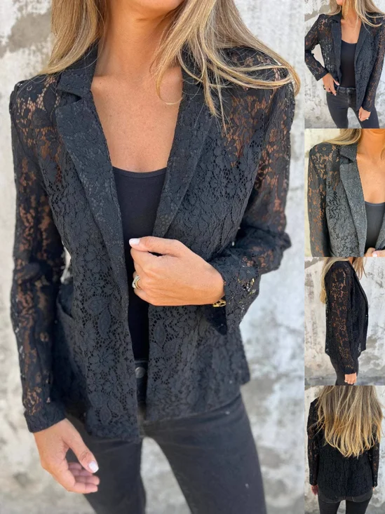 Women Floral Spring/Fall Outerwear Vintage Jacquard Long Sleeve Regular Blazer