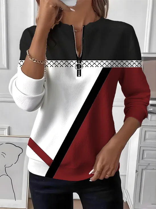 Vintage Crew Neck Geometric Sweatshirt