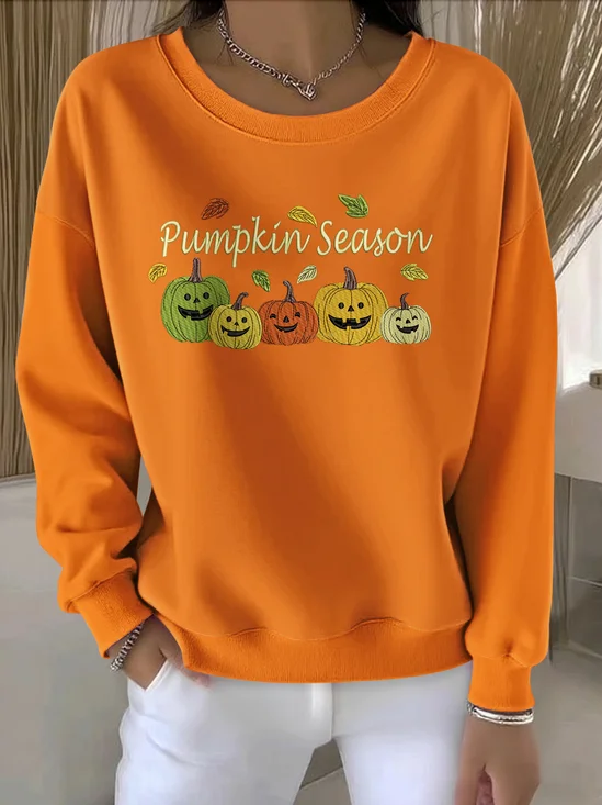 Casual Crew Neck Floral Sweatshirt