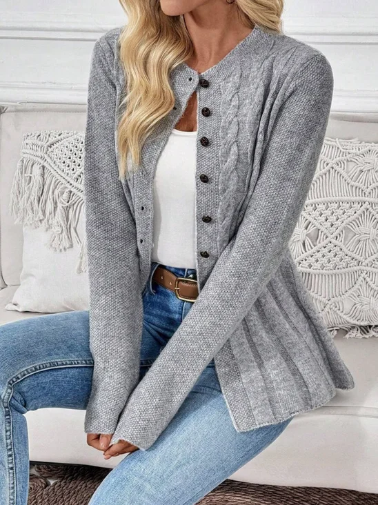 Women Plain Long Sleeve Comfy Casual Cardigan