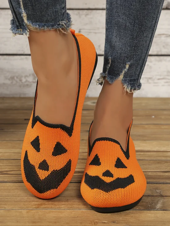 Halloween Casual Geometric Slip On Flat Heel Shallow Shoes