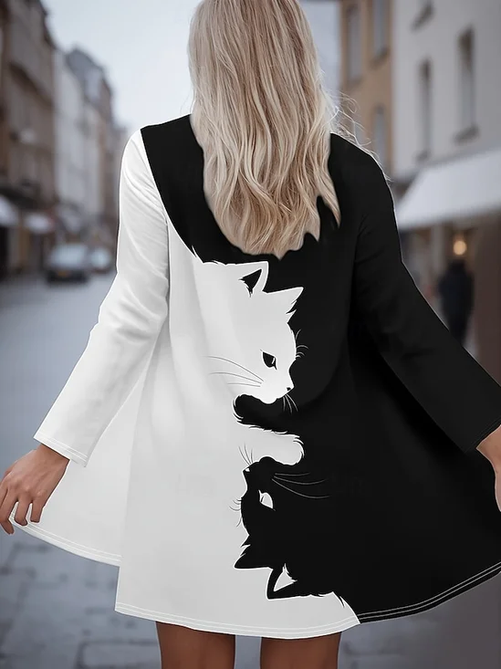 Women Spring/Fall Outerwear Vintage Animal Long Sleeve V Neck Jacket