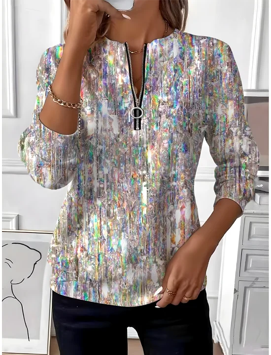 Vintage Crew Neck Gradient Pattern Sweatshirt