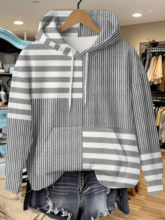 Casual Hoodie Striped Hoodie Printing