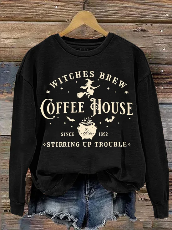 Casual Crew Neck Halloween Sweatshirt