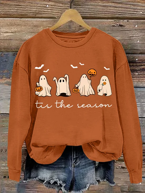 Casual Crew Neck Halloween Sweatshirt