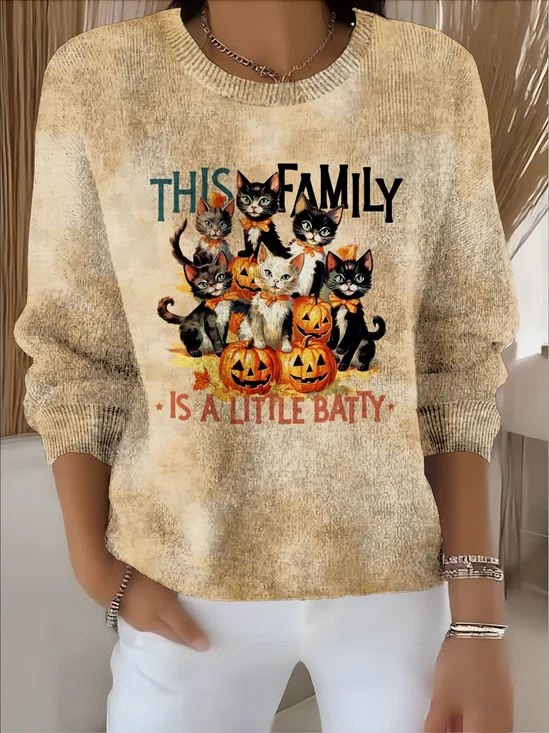 Women Halloween Long Sleeve Comfy Vintage Sweater