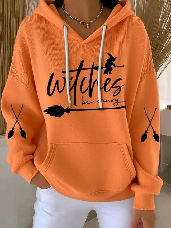 Vintage Halloween Witch Pattern Comfy Loose Hoodie
