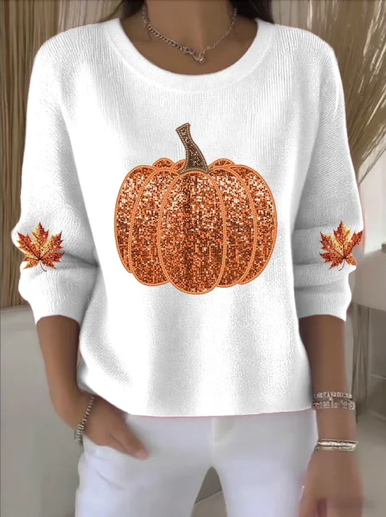 Women Cotton Halloween Long Sleeve Comfy Vintage Sweater
