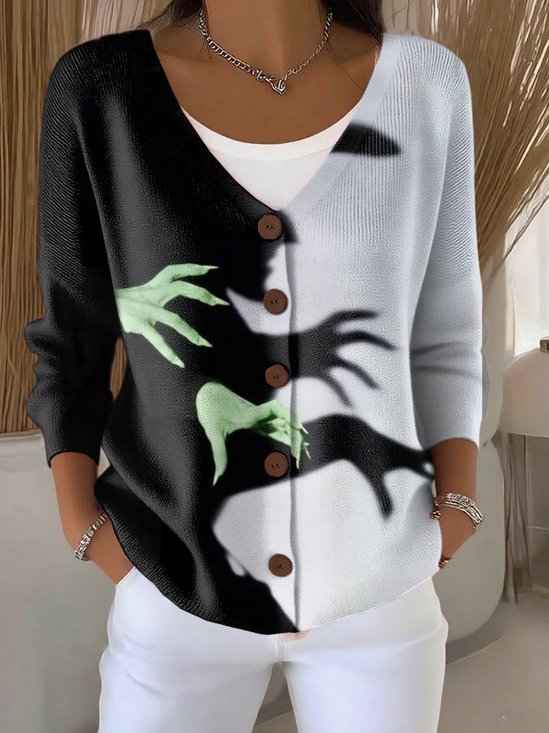 Women Halloween Long Sleeve Comfy Casual Printing Cardigan