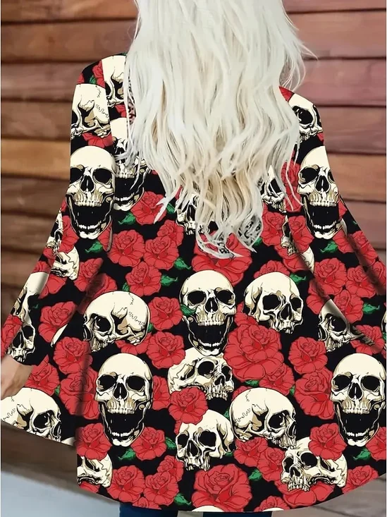 Women Spring/Fall Outerwear Vintage Floral Long Sleeve V Neck Jacket