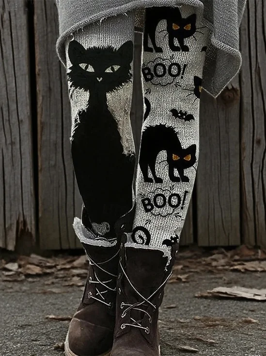 Women Cat Vintage All Season Long Leggings