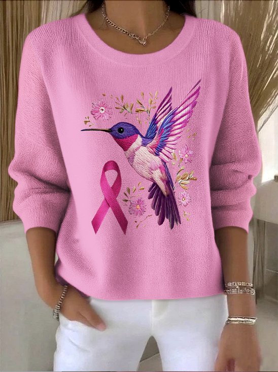 Women Cotton Floral Long Sleeve Comfy Vintage Sweater