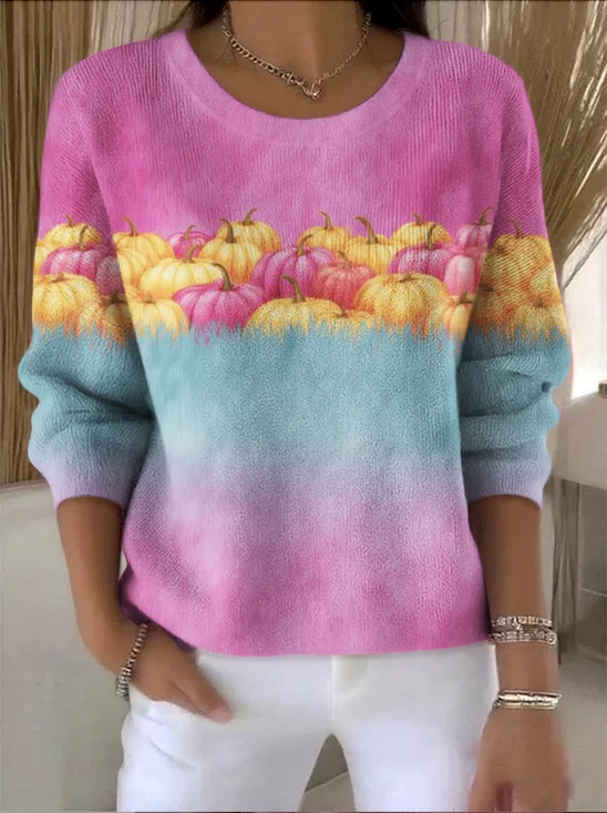 Women Cotton Ombre Long Sleeve Comfy Vintage Sweater
