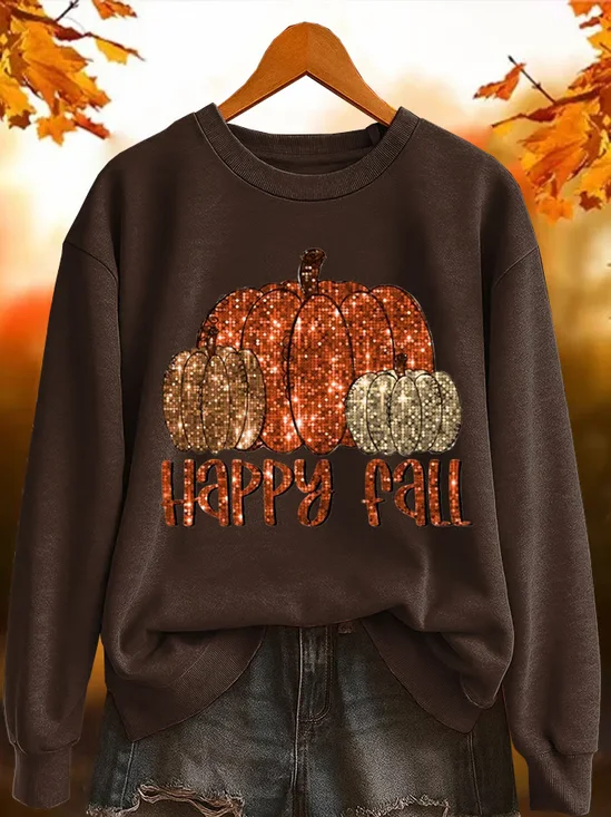 Casual Crew Neck Text Letters Sweatshirt Printing