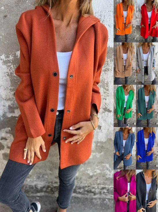 Women Spring/Fall Outerwear Vintage Split Joint Plain Long Sleeve Stand Collar Jacket