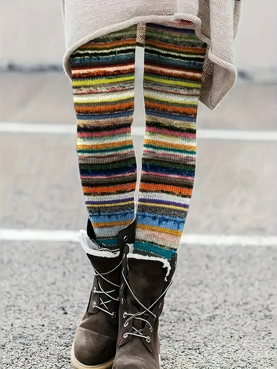 Women Abstract Stripes Casual All Season Printing Long Leggings