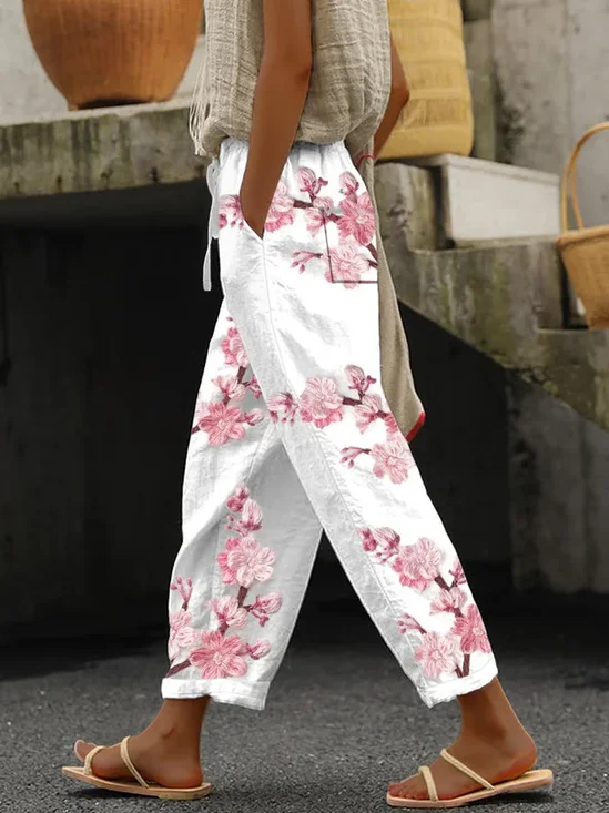 Women Floral Long Pants Casual Spring/Fall Trousers