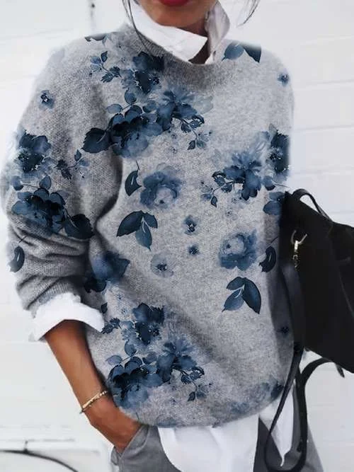 Women Abstract Long Sleeve Comfy Casual Printing Sweater