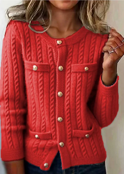 Women Cotton Plain Long Sleeve Comfy Casual Cardigan